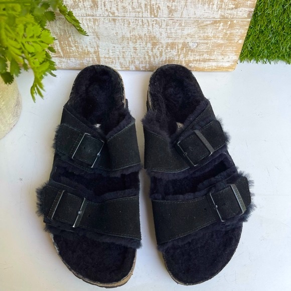 - BIRKENSTOCK Arizona shearling fur black EU 36 US 6 - - Picture 12 of 16